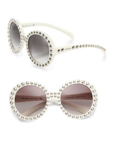 prada round sunglasses white|prada round sunglasses for women.